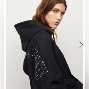 ALLSAINTS Talon Studded Logo Black Hoodie